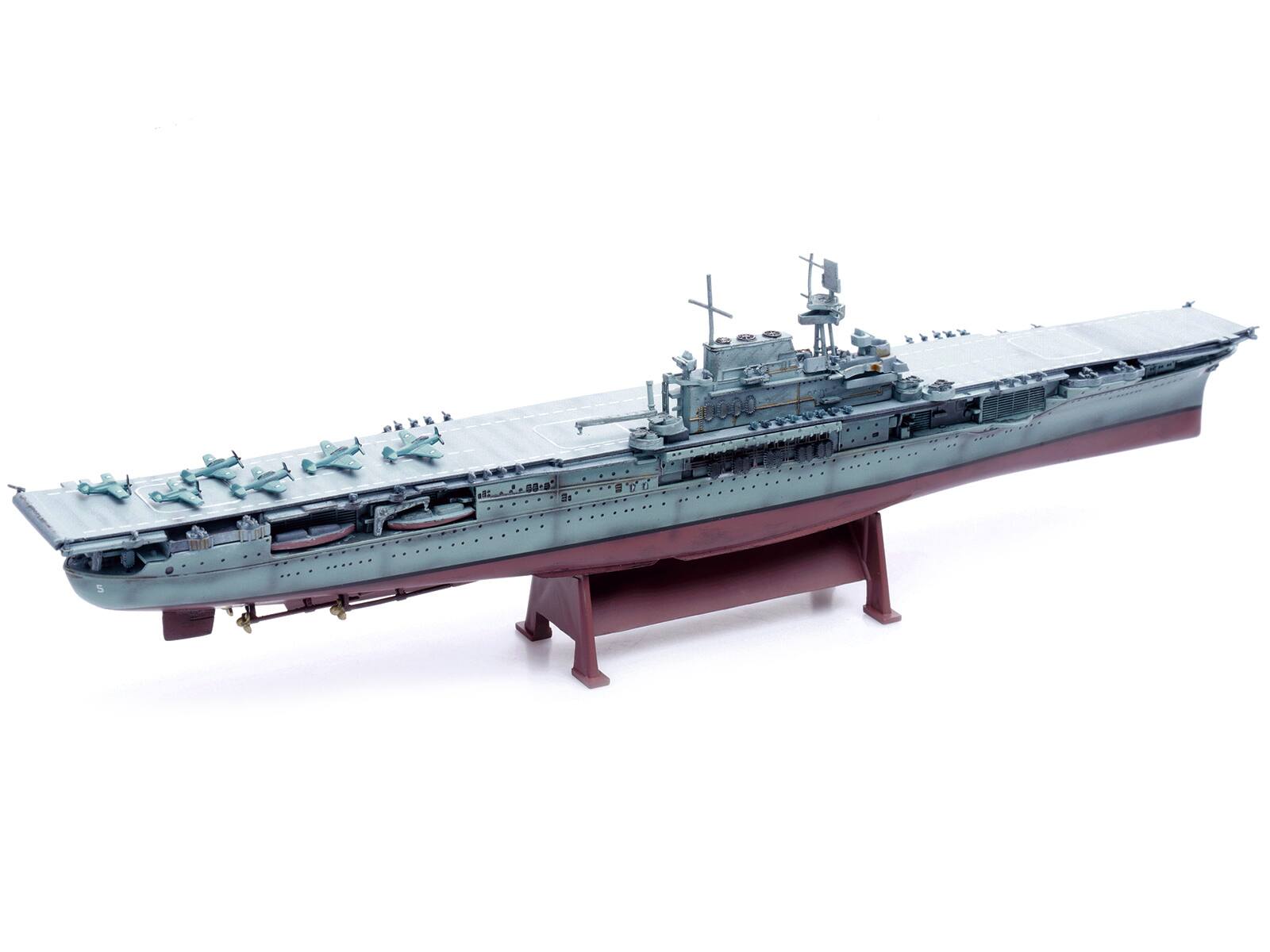 Angle. Legion - USS Yorktown (CV-5) Aircraft Carrier "US Navy" World War II 1/1000 Diecast Model by Legion - Multicolor.