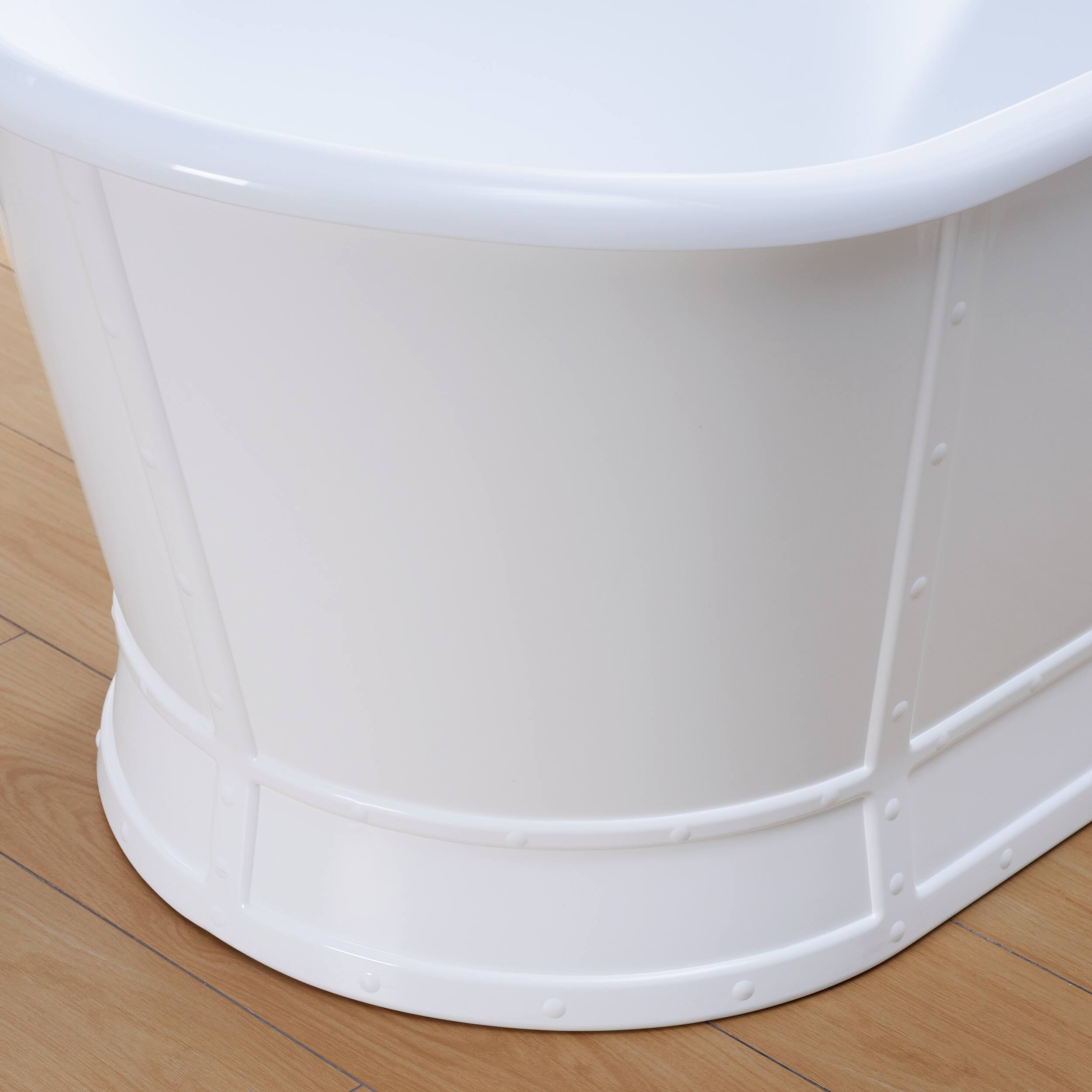 Alt View 2. WELLFOR - Royal 66 in. Acrylic Flat Bottom Double Ended Freestanding Soaking  Bathtub with Drain and Overflow - White.