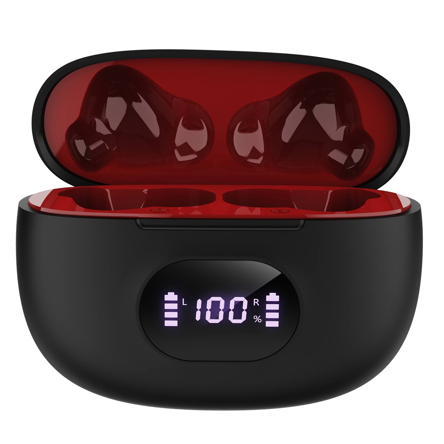 Left. iQ Sound - TWS Bluetooth In-Ear Earphones with Mics, LED Power Display Case, ENC, 28H Playtime, IPX4, IQ-243TWS - Black.