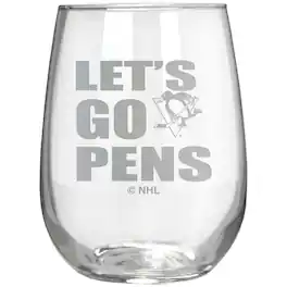 Great American Products - Pittsburgh Penguins Etched 17oz. Rally Cry Stemless Wine Glass - Multicolor
