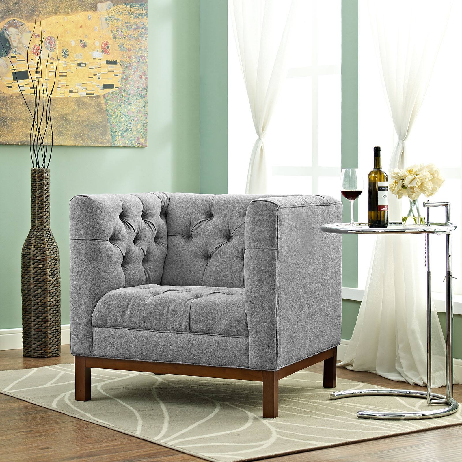 Panache Upholstered Fabric Armchair by Modway - Expectation Gray