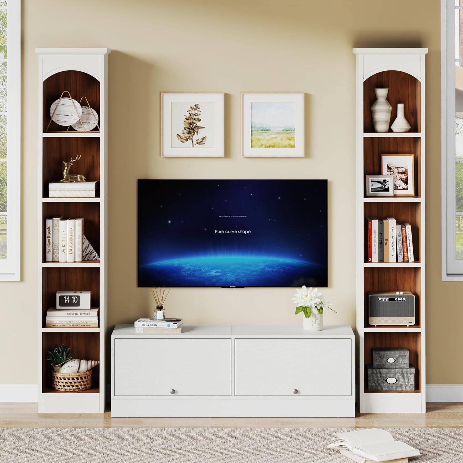 Tribesigns Modern Bookshelf with Engineered Wood Construction and Space ...