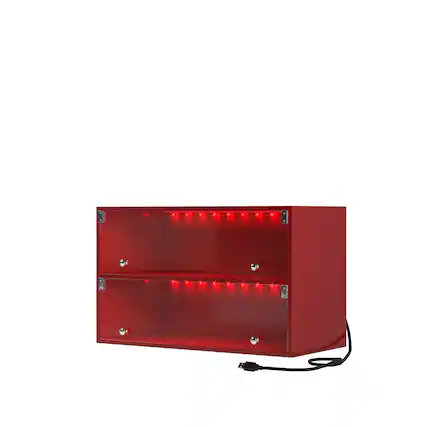Front. Spaco - Spaco 2 Layers Glass Door Shoe Box Shoe Storage Cabinet For Sneakers With RGB Led Light - Red.