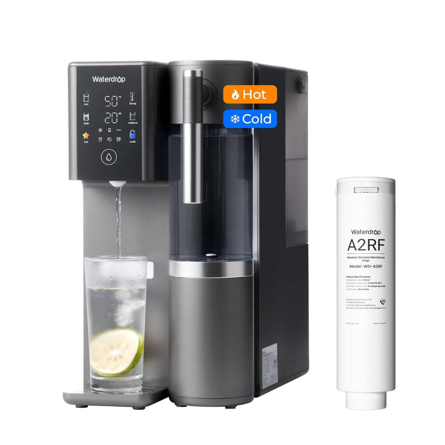 Waterdrop - 50°C - 20°C - Hot Cold - L Waterdrop A2RF Reversible Osmosis Membrane - Model: WD-A2RF