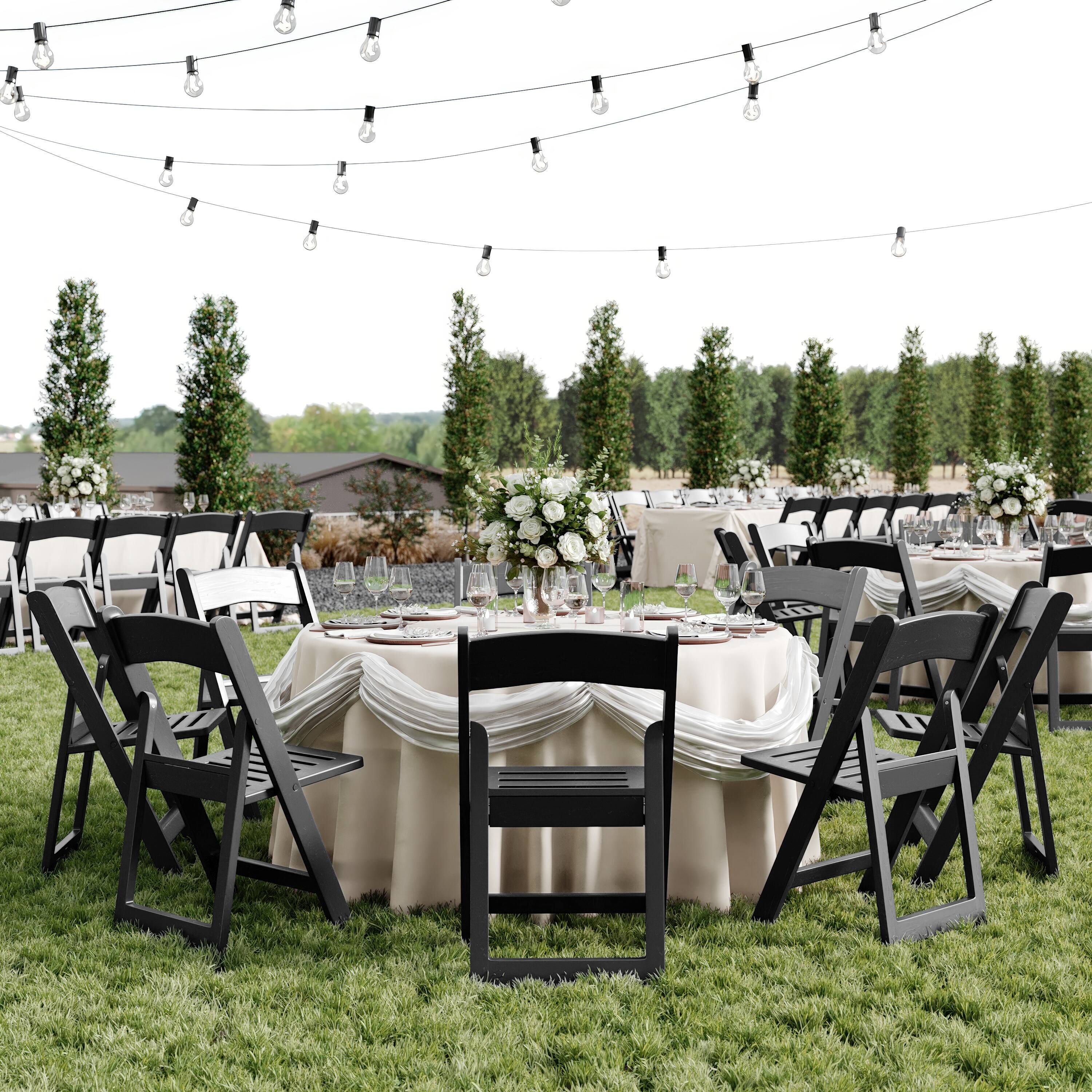 Alt View 1. Flash Furniture - HERCULES Commercial Black Indoor/Outdoor Lightweight Wood Look Resin Folding Event Chair with Slatted Seat - Black.