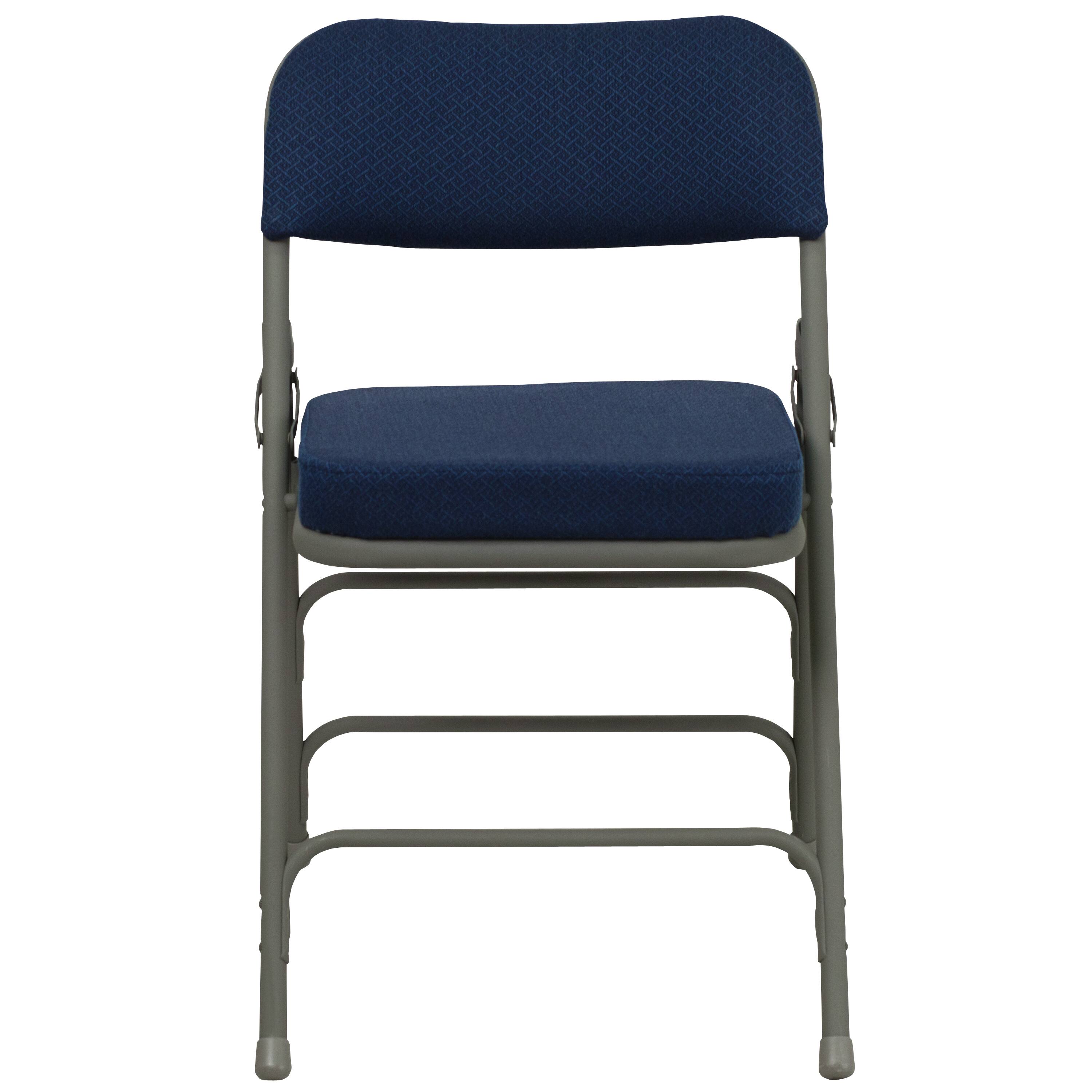 Alt View 7. Emma + Oliver - 2 Pack Home & Office Portable Party Events Fabric Padded Metal Folding Chair - Navy Fabric/Gray Frame.