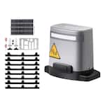 VEVOR - Solar Sliding Gate Opener, 280W Electric Gate Opener for Doors up to 65.6ft 1799lbs, Gear Track Rolling Fence Door Motor - Gray
