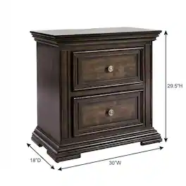 Starlight Canyon Home - Nightstand with Two Drawers and Charging Station for Bedroom Storage - Brown