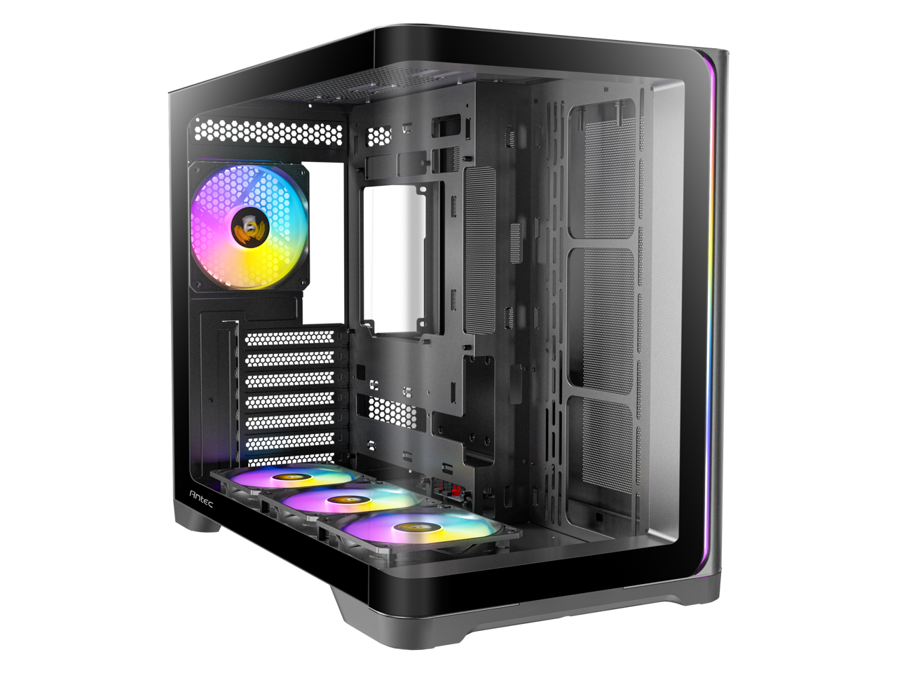 Antec - C5 Curve ARGB, 4 x 120mm ARGB PWM Fans Included, Curved Tempered Glass Front & Side Panels, Mid-Tower ATX PC Case - Black