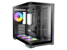 Front. Antec - C5 Curve ARGB, 4 x 120mm ARGB PWM Fans Included, Curved Tempered Glass Front & Side Panels, Mid-Tower ATX PC Case - Black.