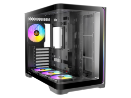 Antec - C5 Curve ARGB, 4 x 120mm ARGB PWM Fans Included, Curved Tempered Glass Front & Side Panels, Mid-Tower ATX PC Case - Black