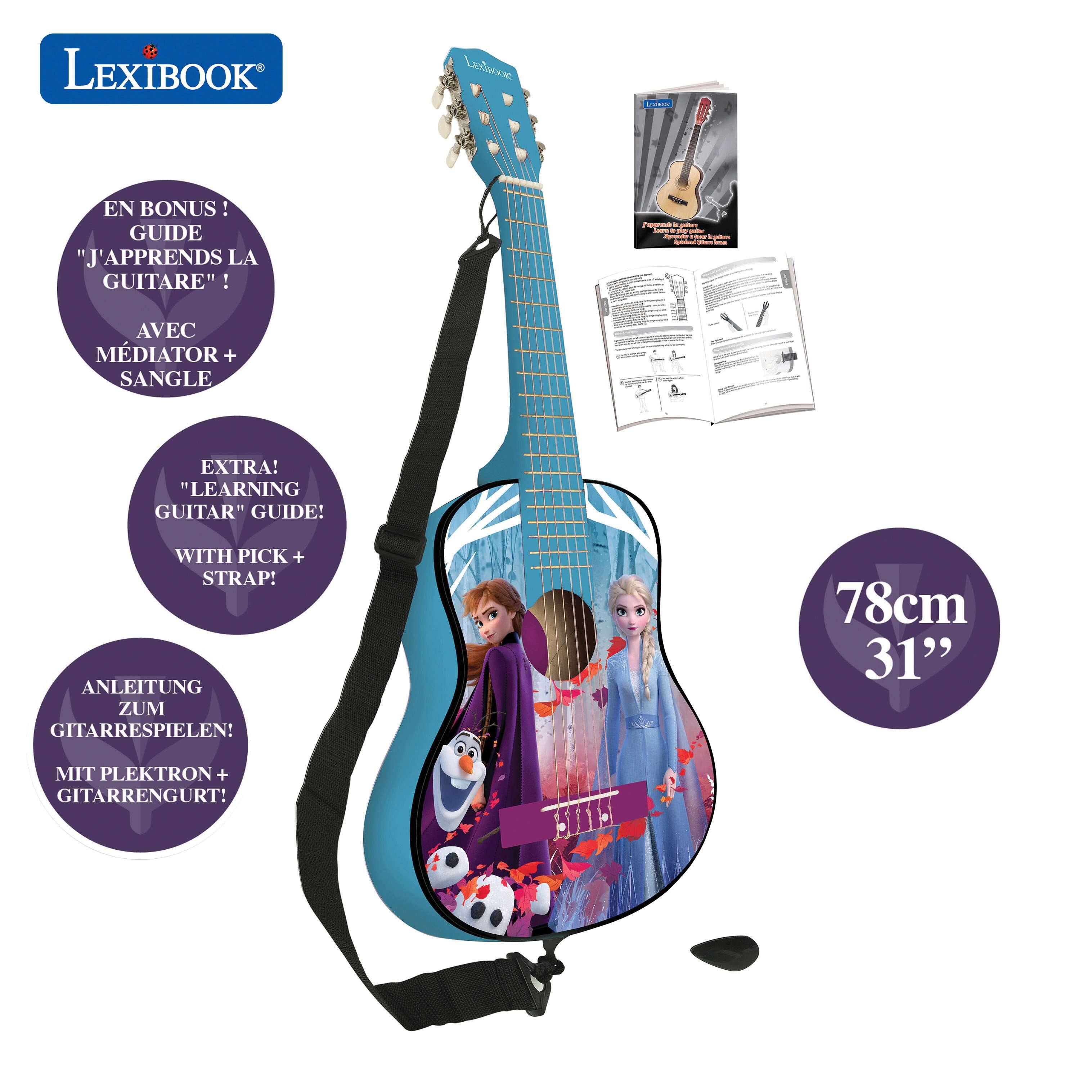 LEXIBOOK Laf EN BONUS! GUIDE "J'APPRENDS LA GUITARE"! Po 1 - - i - I : AVEC MDIATOR + SANGLE i - - B EXTRA! "LEARNING GUITAR" GUIDE! WITH PICK + STRAP! ANLEITUNG ZUM GITARRESPIELEN! 78cm 31" MIT PLEKTRON + GITARRENGURT!