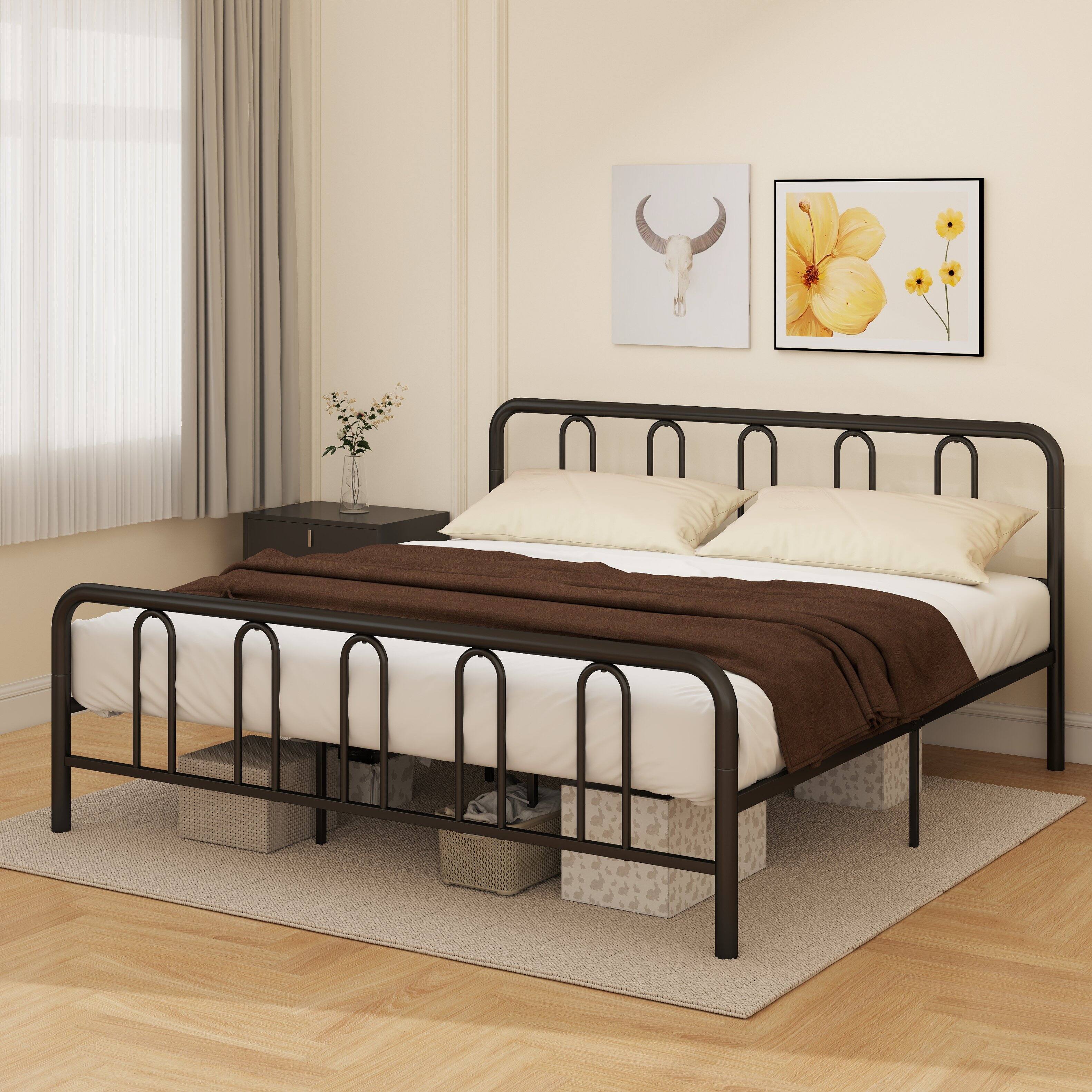 Alt View 1. Gymax - Gymax King Size Metal Bed Frame Headboard Footboard Platform Mattress Foundation - Black.