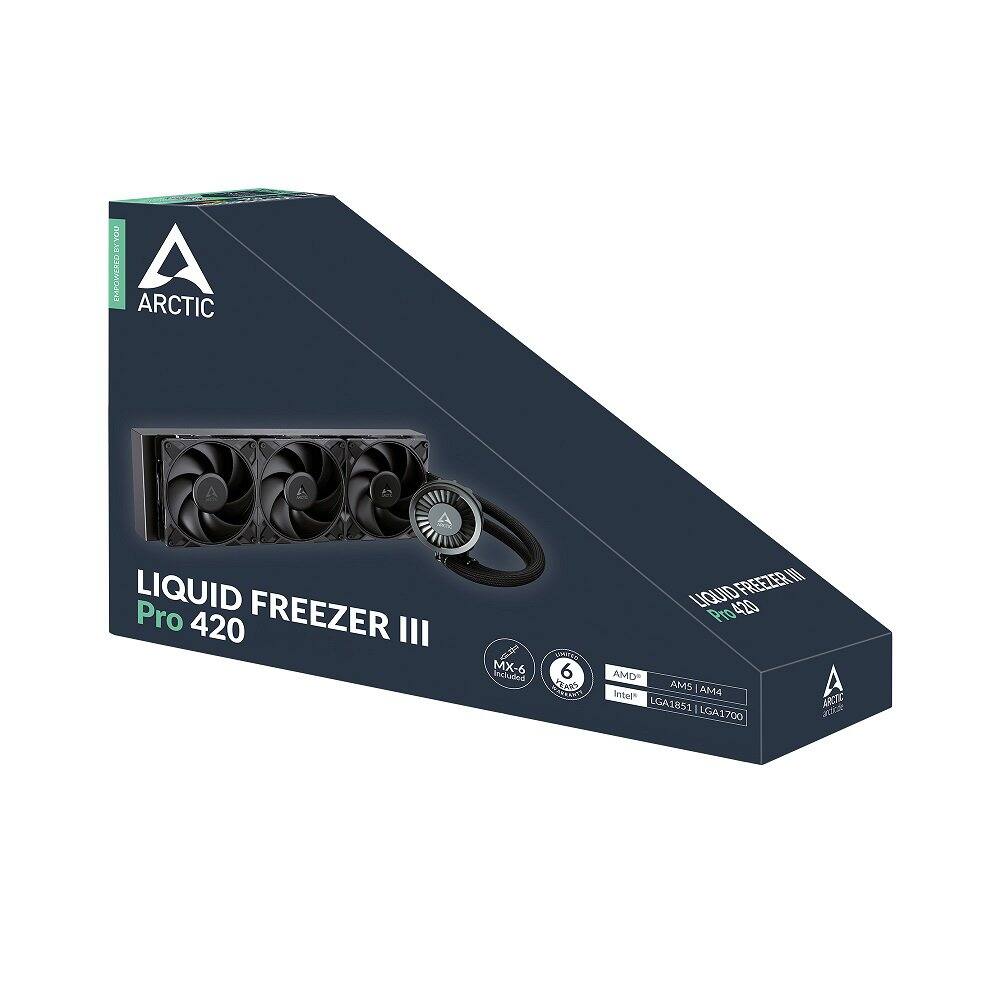 ARCTIC LIQUID FREEZER III Pro 420  
Powered by YOU  
MX-6 Included  
6 CENCS  
AMD AM5 | AM4  
Intel LGA1851 | LGA1700