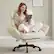 Front. Dowinx - Cross Legged Office Chair with Pivoting Armrests,Criss Cross Chair with Footrest and Reclining Backrest - Beige.