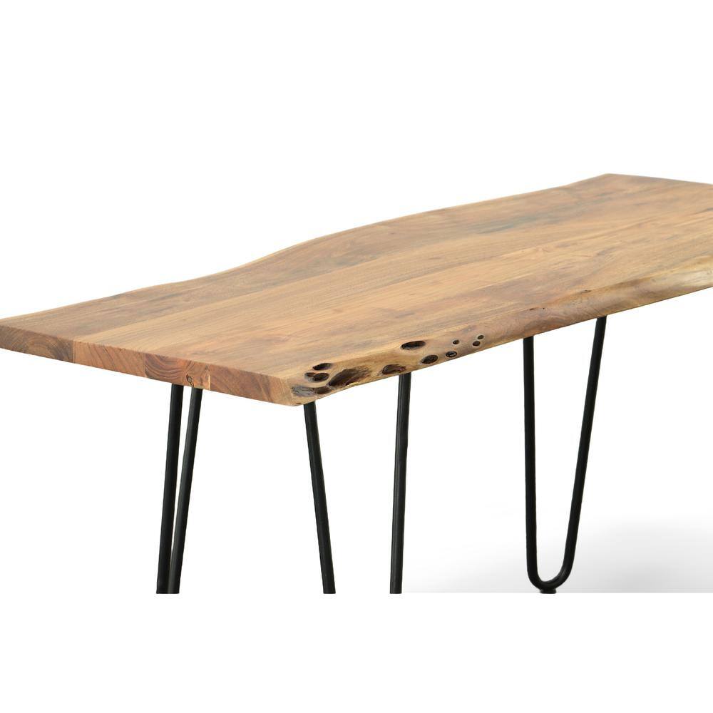 Alt View 4. Carolina Chair & Table - Seti Live Edge Coffee Table/Bench - Natural Top - Black Base - Brown.