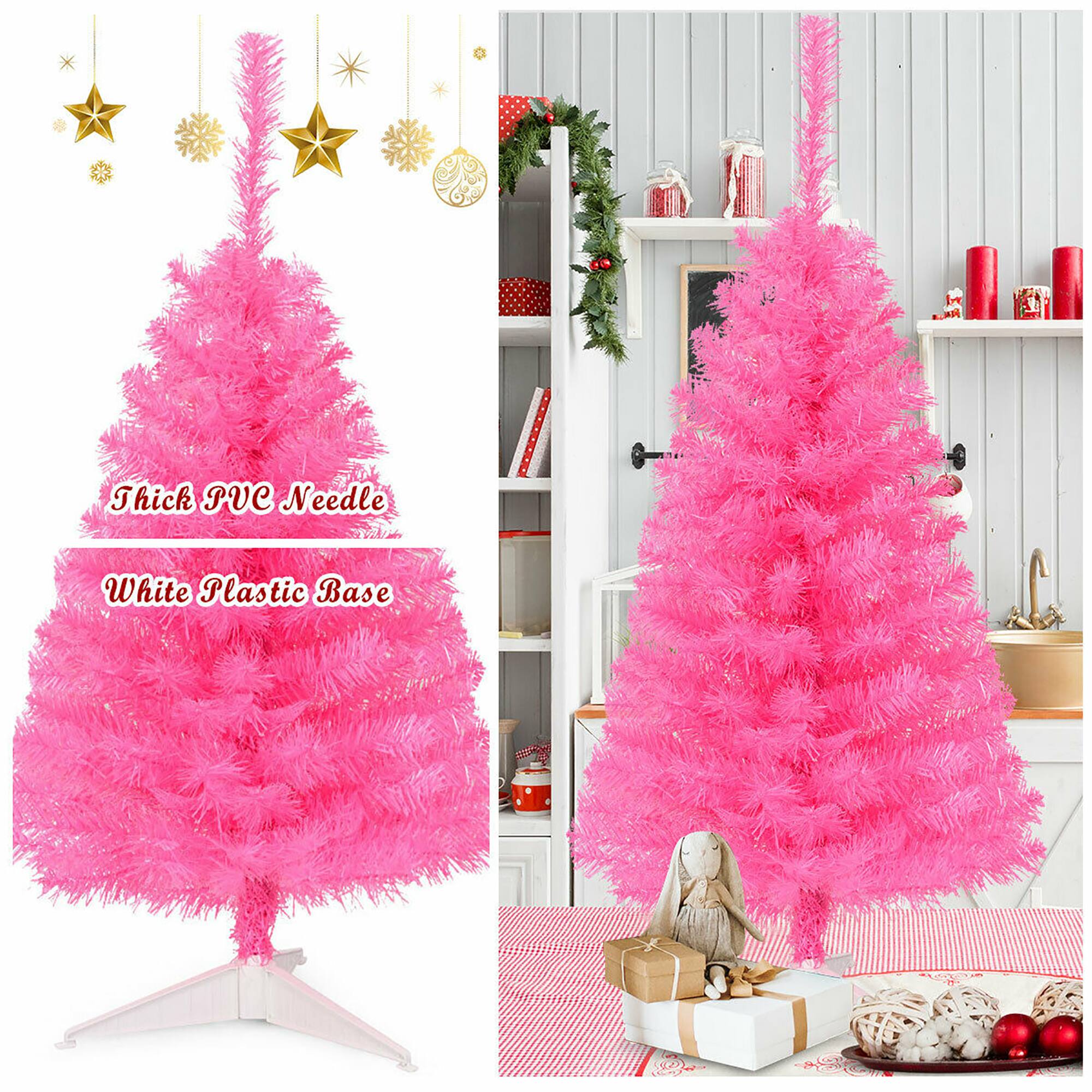 Costway 3 ft Premium Artificial Christmas Mini Tree Holiday Season Pink