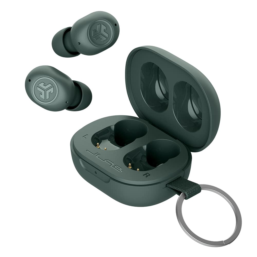 Front. JLab - JBuds Mini True Wireless Earbuds - Sage.