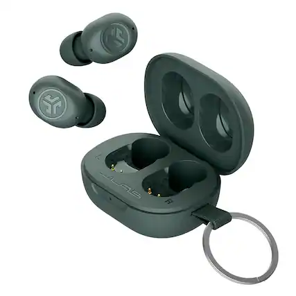 Front. JLab - JBuds Mini True Wireless Earbuds - Sage.