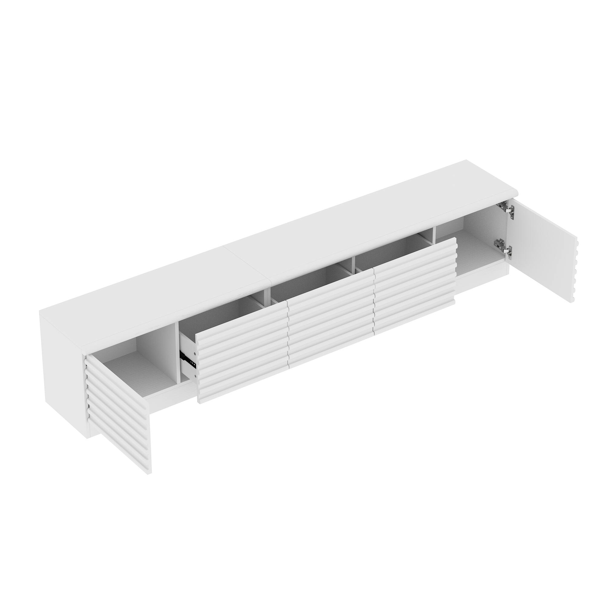 Left. Famapy - Famapy Modern TV Stand: Up to 75 - Inch Fit Textured Surface TV Console - White.