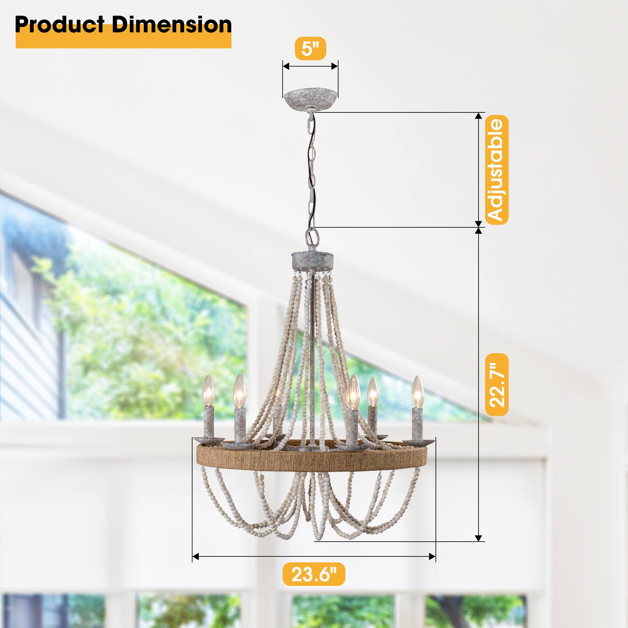 Product Dimension  
5" Adjustable  
22.7"  
23.6"