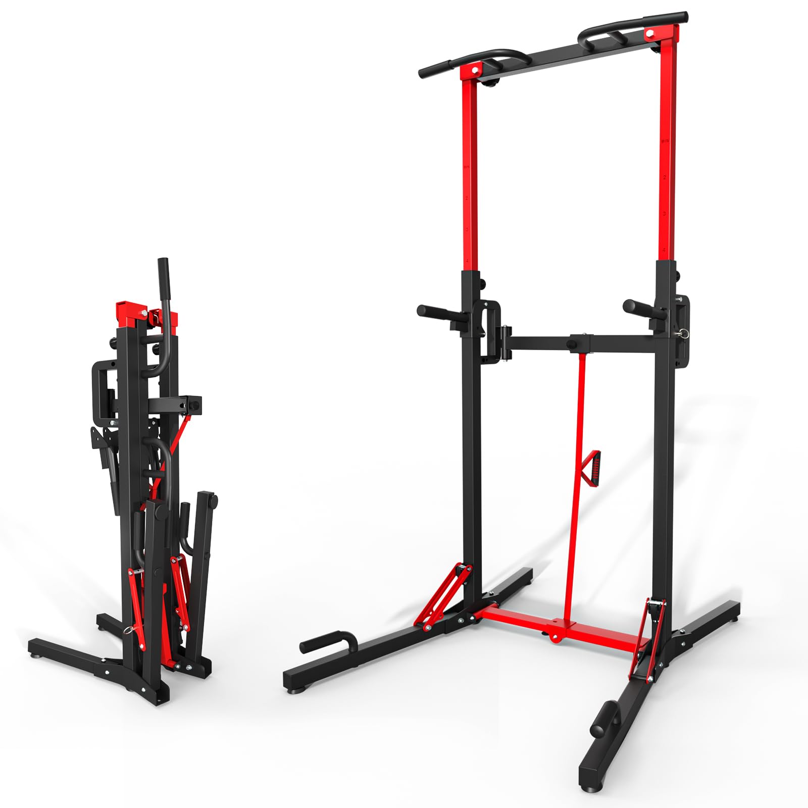 Front. ThinkLink Electronic - Foldable Power Tower Pull Up Bar Station Multi-function Adjustable Height Dip For Home Gym Workout Strength Fi - Black-Air.