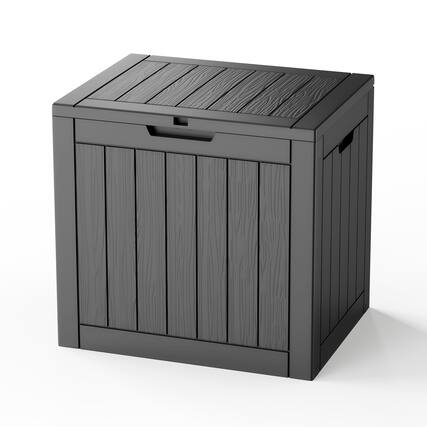 Front. Chery Life - 31 Gallon Waterproof Resin Outdoor Storage Box for Patio Cushions, Gardening Tools - Black.