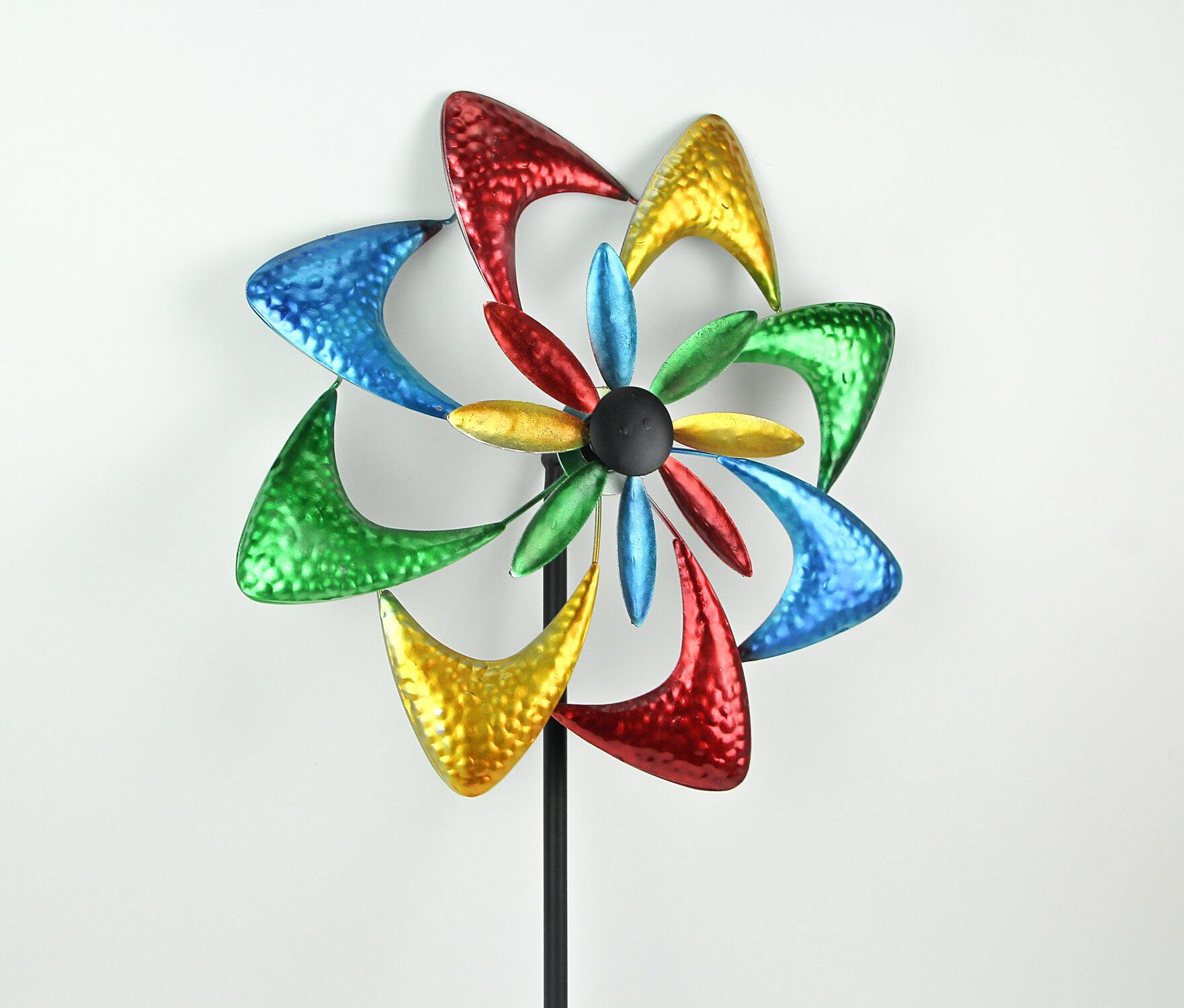 Alt View 1. The Gerson Companies - 63 Inch Multicolor Metal Kinetic Wind Spinner Pinwheel Garden Art Decoration - Multicolored.