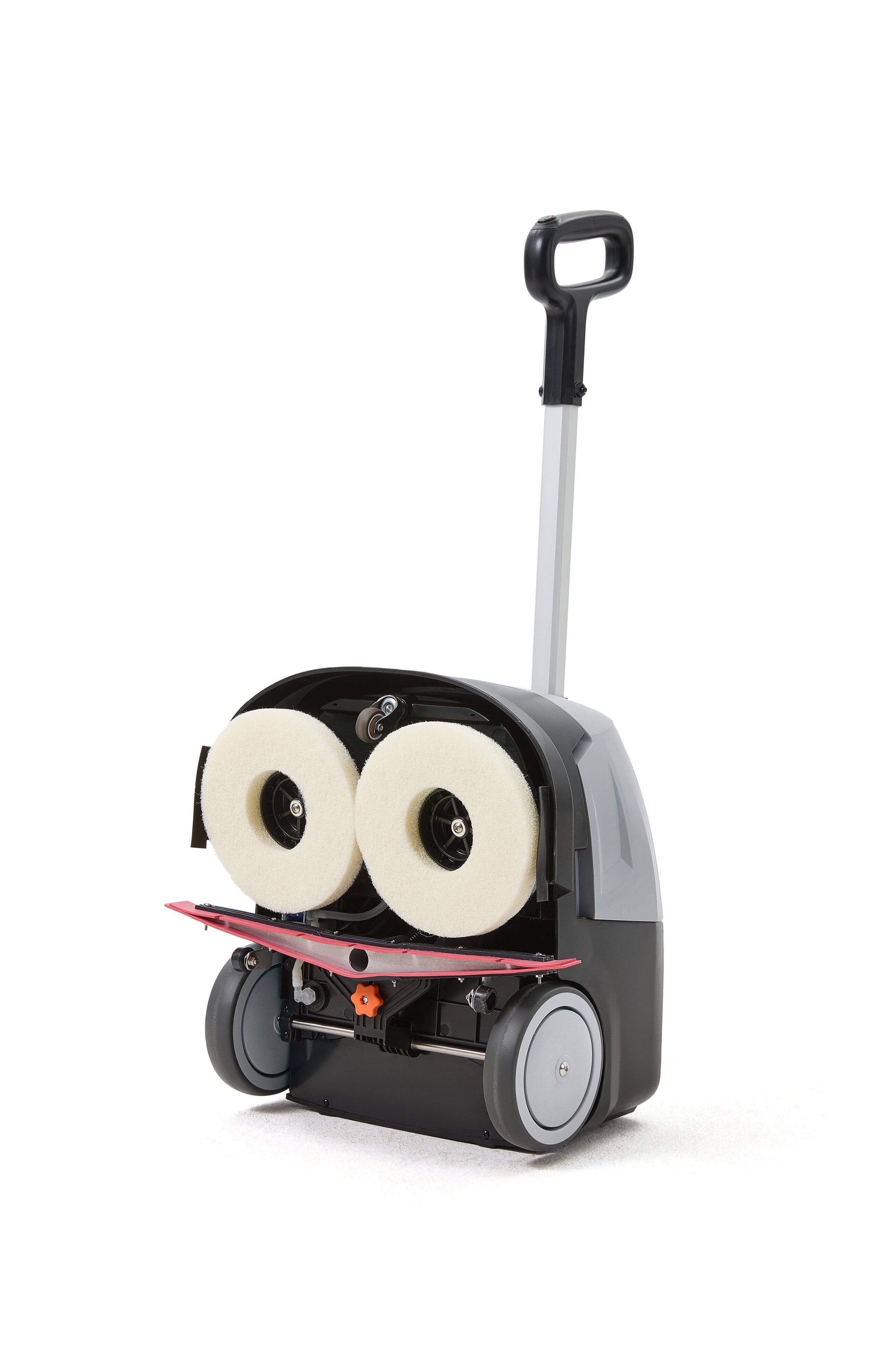 Alt View 4. Dapper Supply - Battery Powered Walk Behind Mini Automatic Floor Scrubber Compact Portable 15 Inch 90 Min Runtime 170 RPM Offices Retail - Grey.