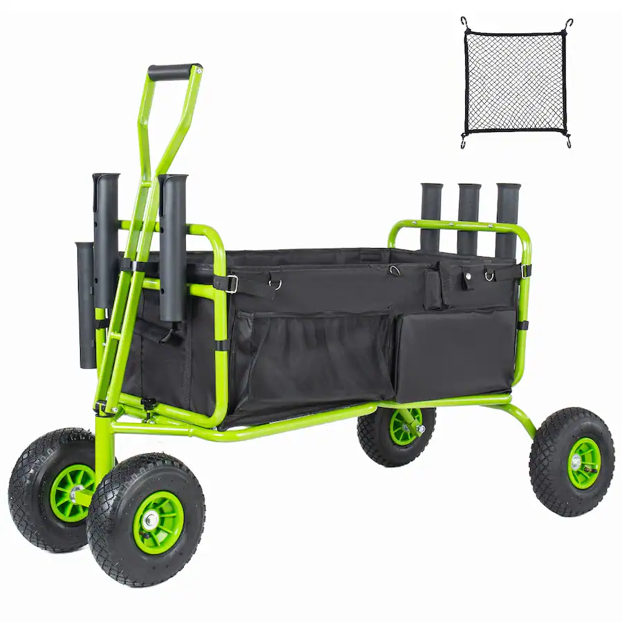 Coming Rod Racks Loheer Collapsible Fishing Cart with Nine Inch All Terrain Wheels ...