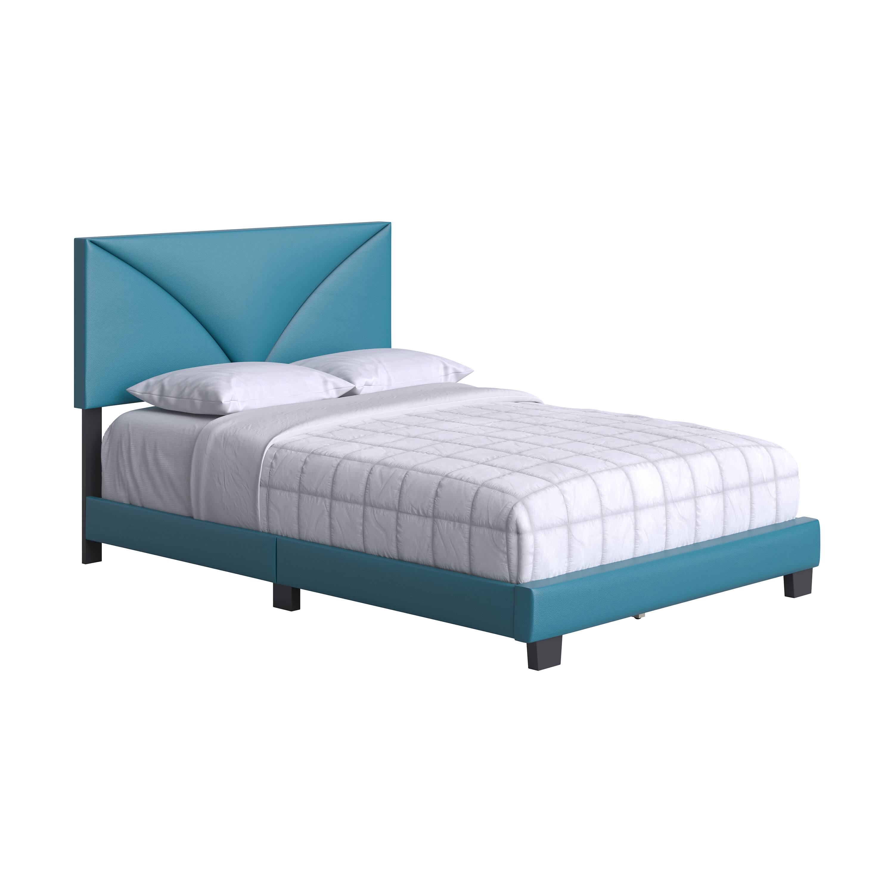 Alt View 2. Boyd Sleep - Cornerstone Upholstered Platform Bed Frame, 4 Slat Wood Support System, Box Spring Required, Full - Teal.