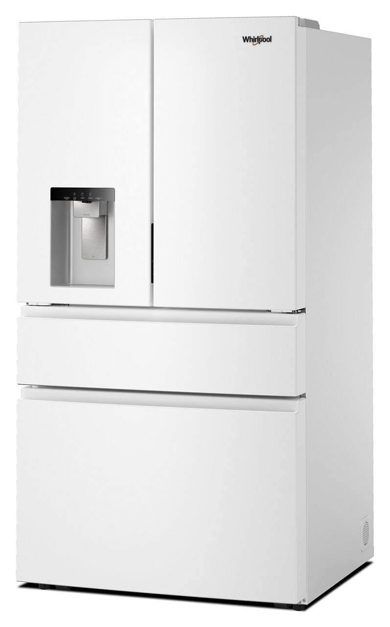 Left. Whirlpool - 29 Cu. Ft. Family-Sized Capacity French Door Refrigerator with Flexible Temperature Drawer - White.