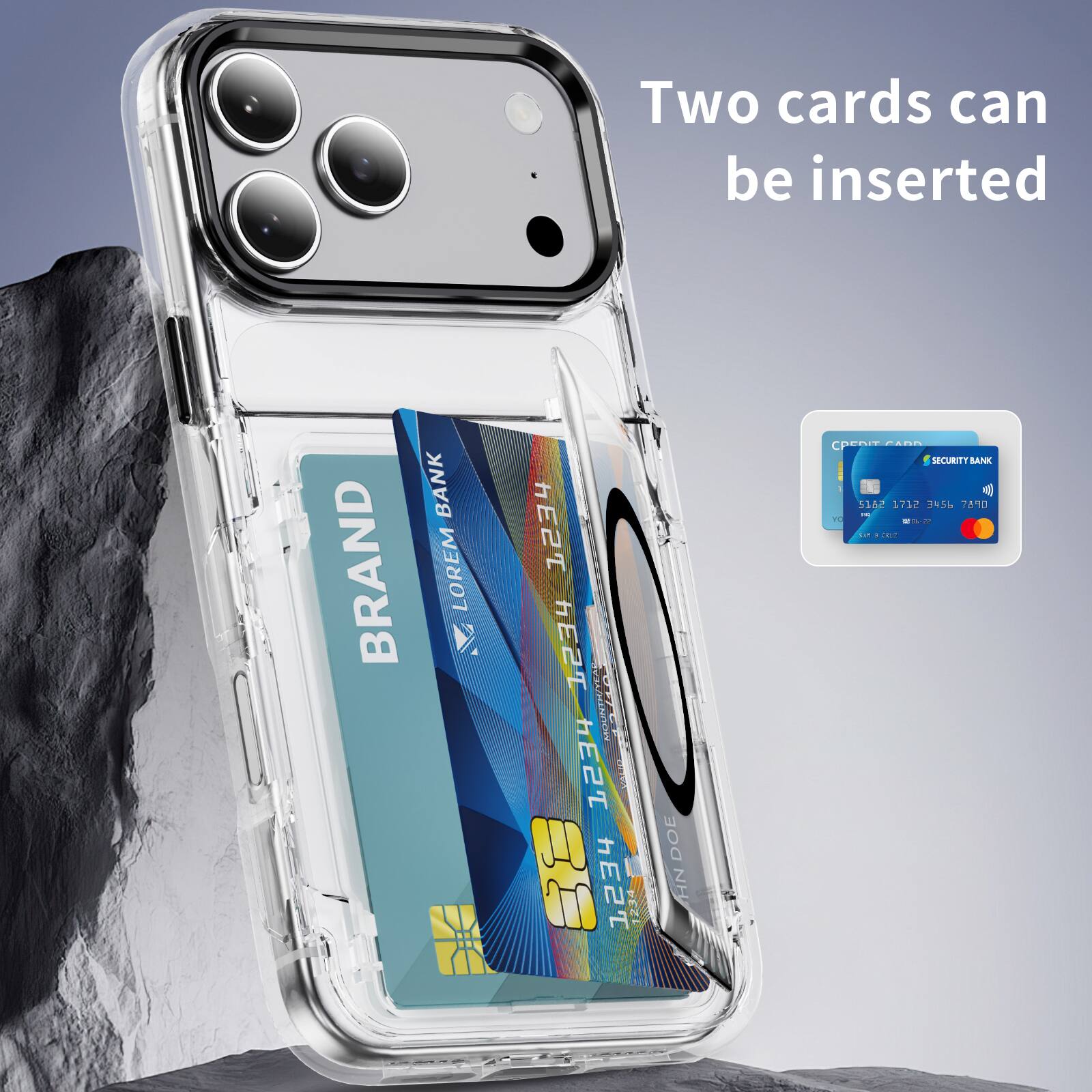 Two cards can be inserted

BANK BRAND LOREM HESI

1234 UTEA MOUINTIUTE

AMLT 1234

JO040 1234

1234- 123 DOE

HN pent

SECURITY BANK

S16C 1712

1456

7A'0