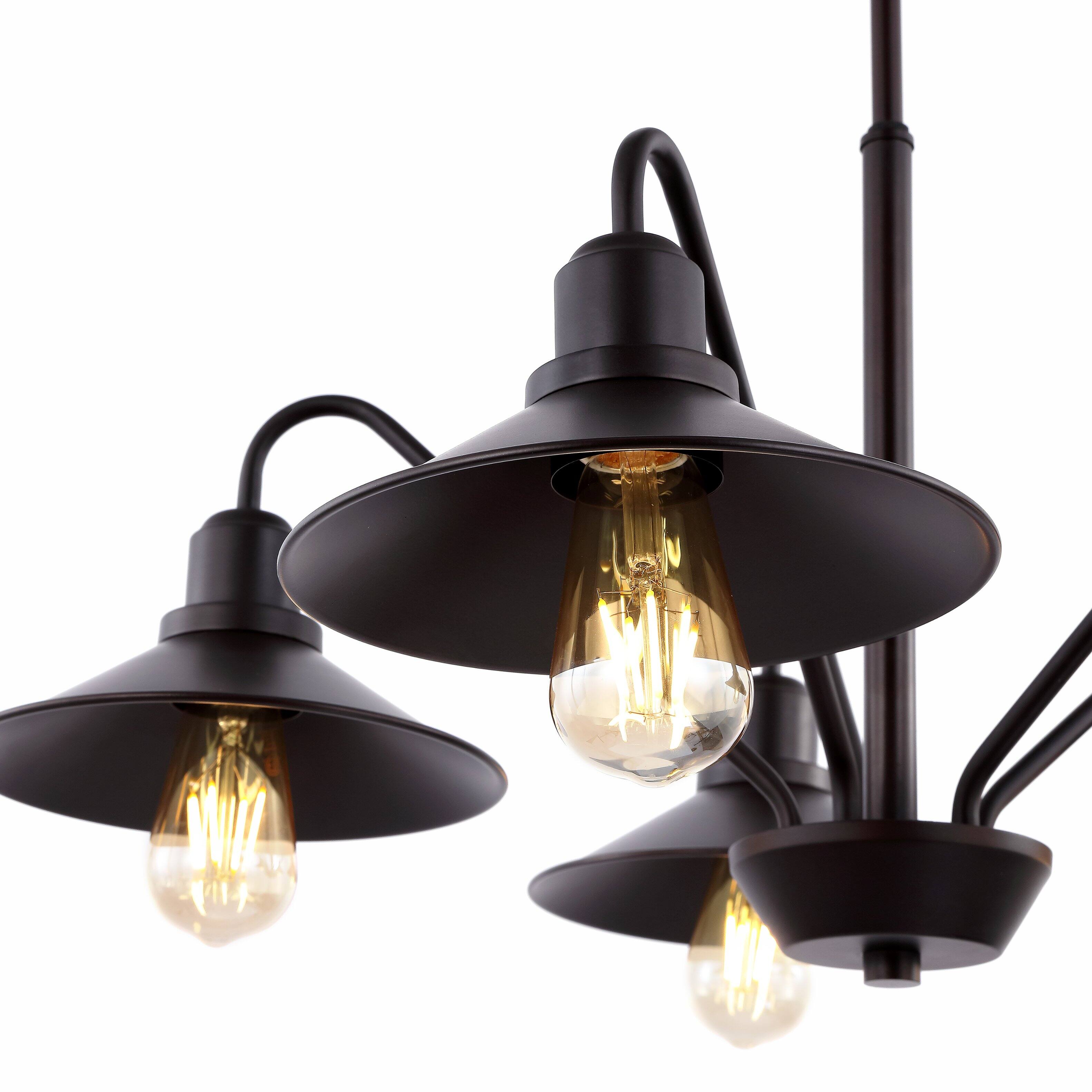 Alt View 4. Jonathan Y - Cade 27" 5-Light Metal Farmhouse Industrial LED Pendant, Oil Rubbed Bronze - Oil Rubbed Bronze.