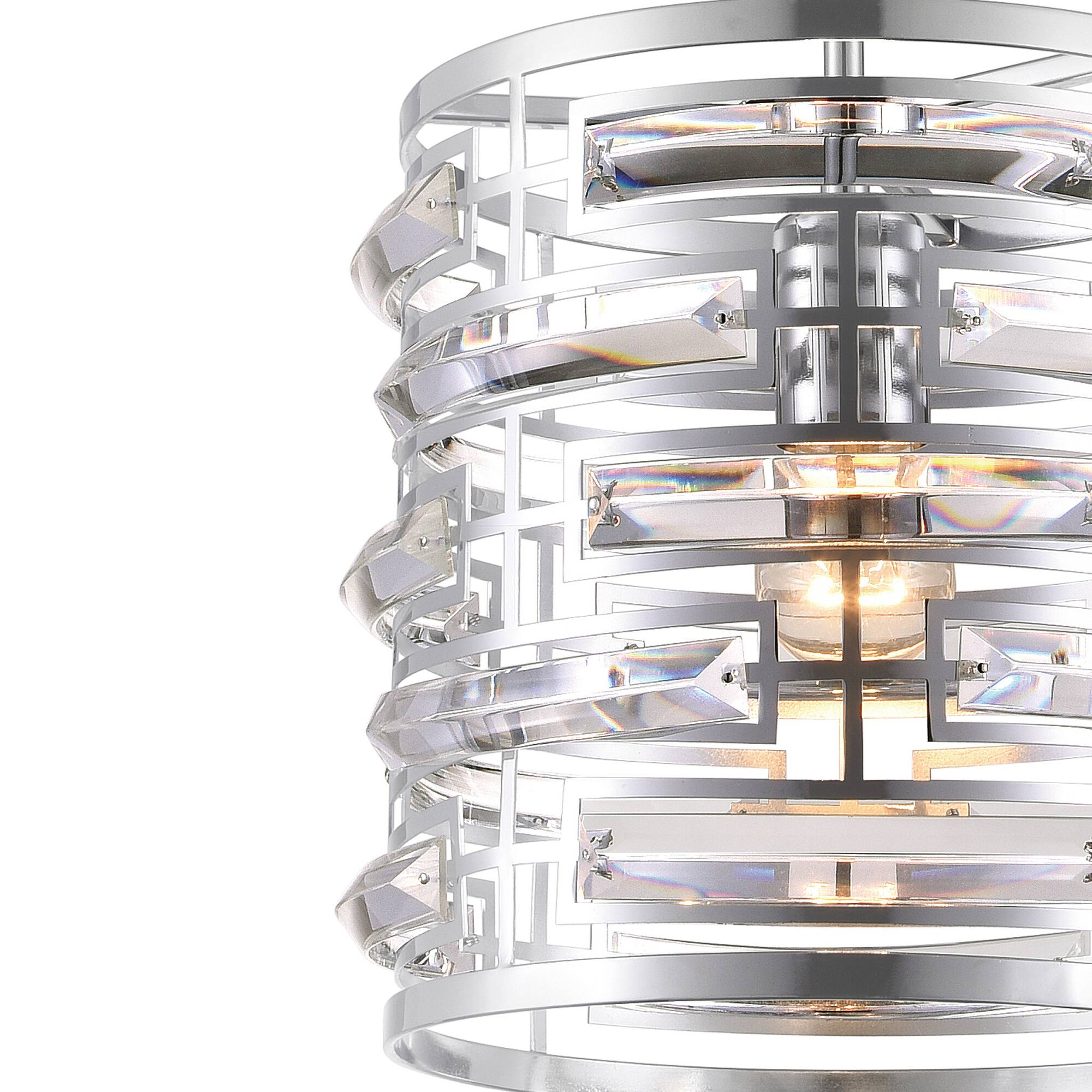 Back. CWI Lighting - Petia 1 Light Drum Shade Mini Chandelier With Chrome Finish - Chrome.