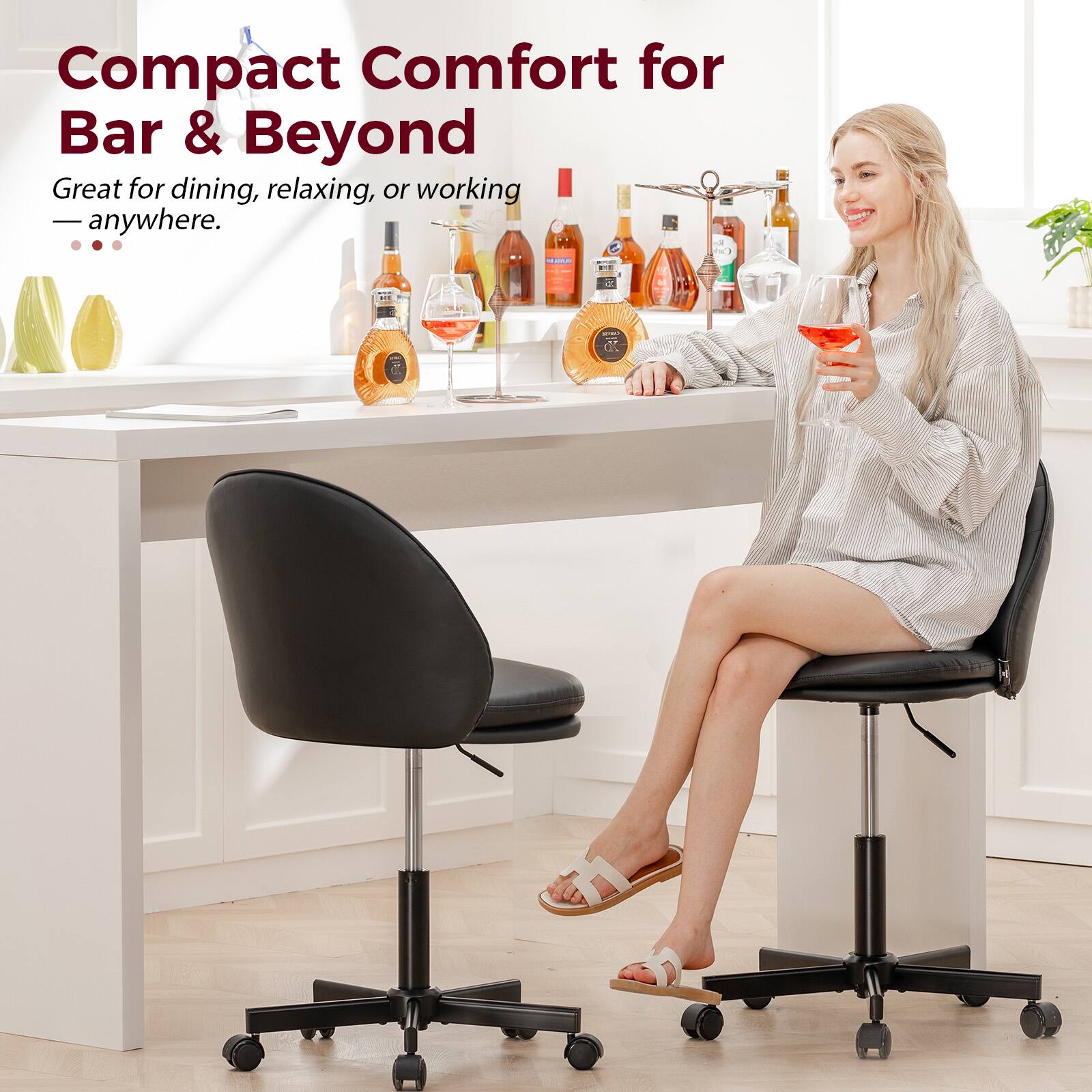 Compact Comfort for Bar & Beyond  
Great for dining, relaxing, or working anywhere.
