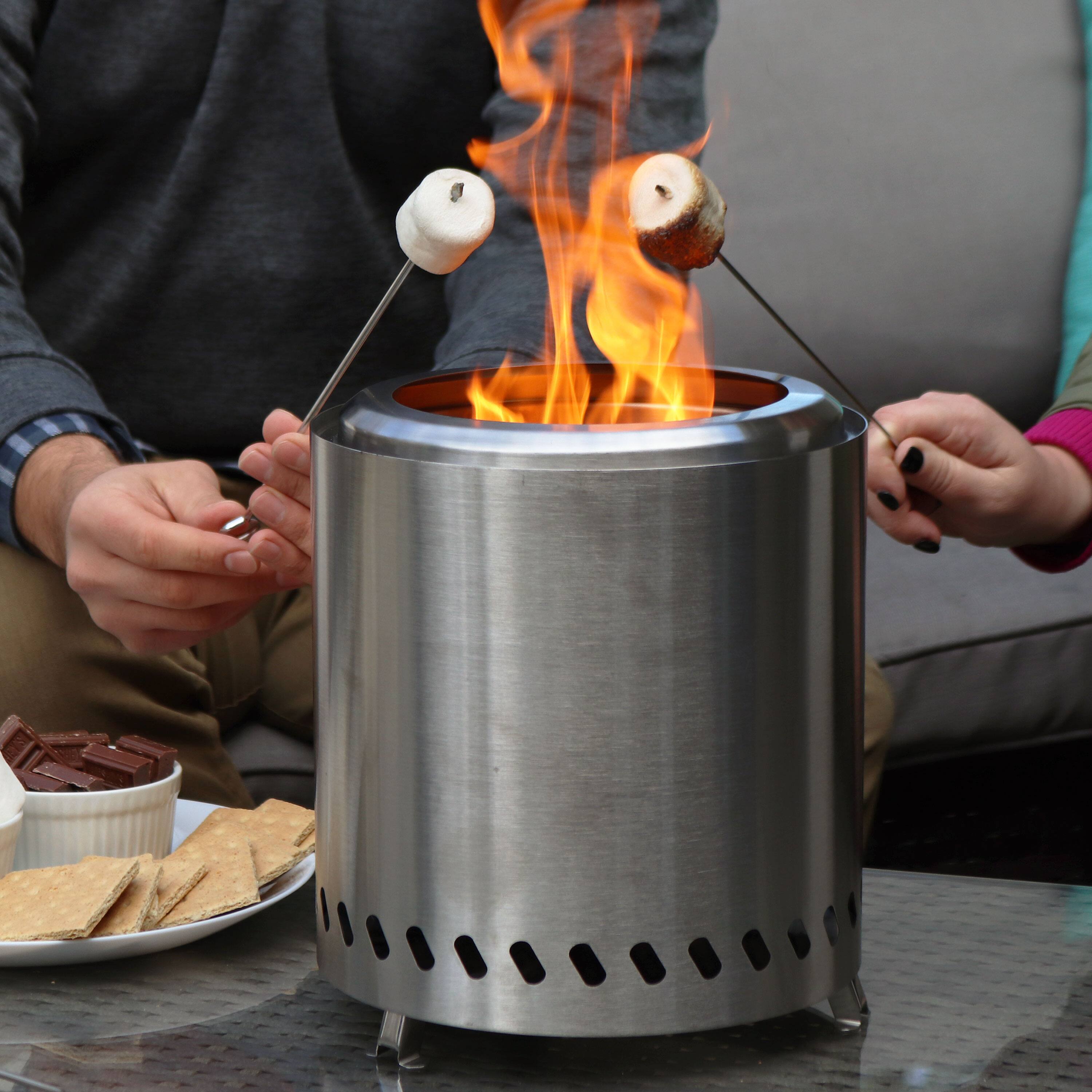 Alt View 1. Sunnydaze - Tabletop Smokeless Fire Pit with Bag and Poker - 9.5 in - Silver.