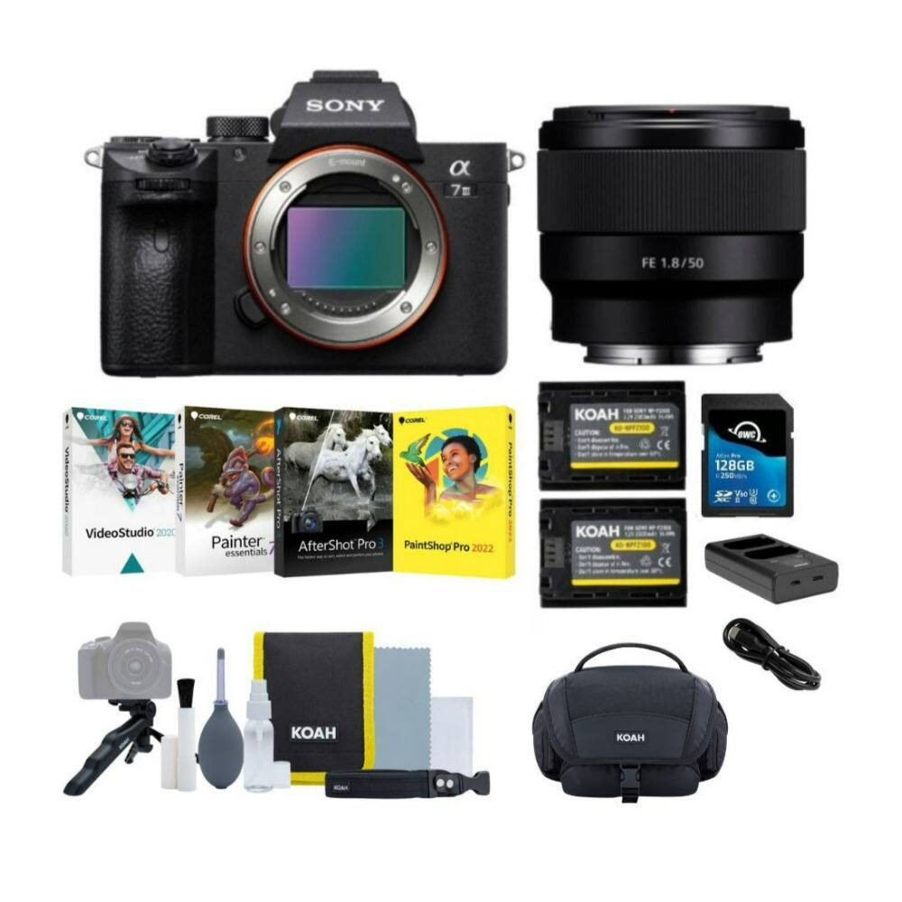 Sony - Alpha a7 III Mirrorless Digital Camera with 50mm Lens and Accessory Bundle - Black