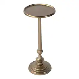 Butler Specialty - Astoria 10 in. W Round Metal Pedestal Base End Table - Antique Gold