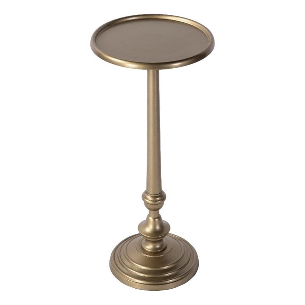 Front. Butler Specialty - Astoria 10 in. W Round Metal Pedestal Base End Table - Antique Gold.