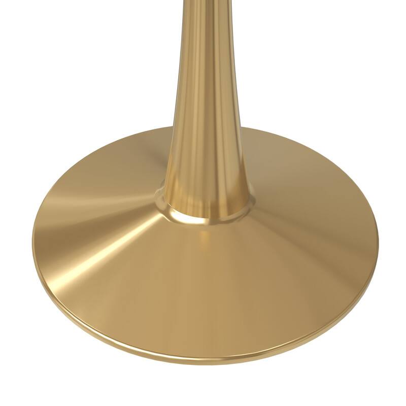 Alt View 2. LeisureMod - Bristol 40" Round Modern Dining Table, Sintered Stone/MDF Top - Minimalist Pedestal Base with Floor Protection - MDF - Marbled White.