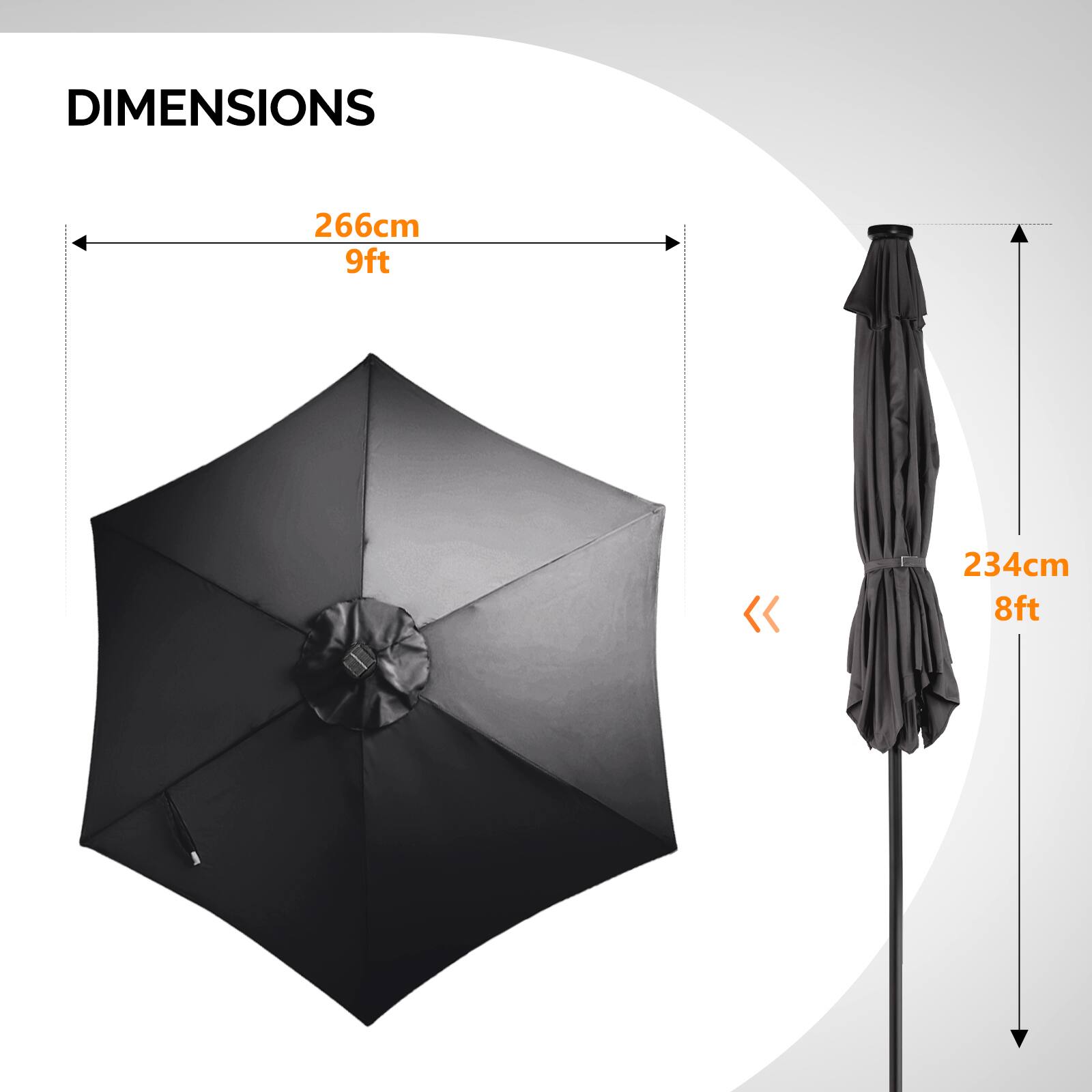 DIMENSIONS

266cm 9ft

234cm 8ft