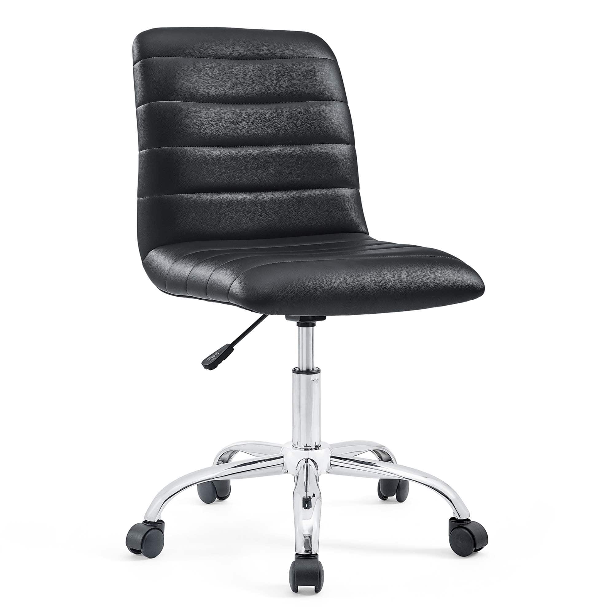 Ripple Armless Mid Back Vinyl Office Chair by Modway - Black