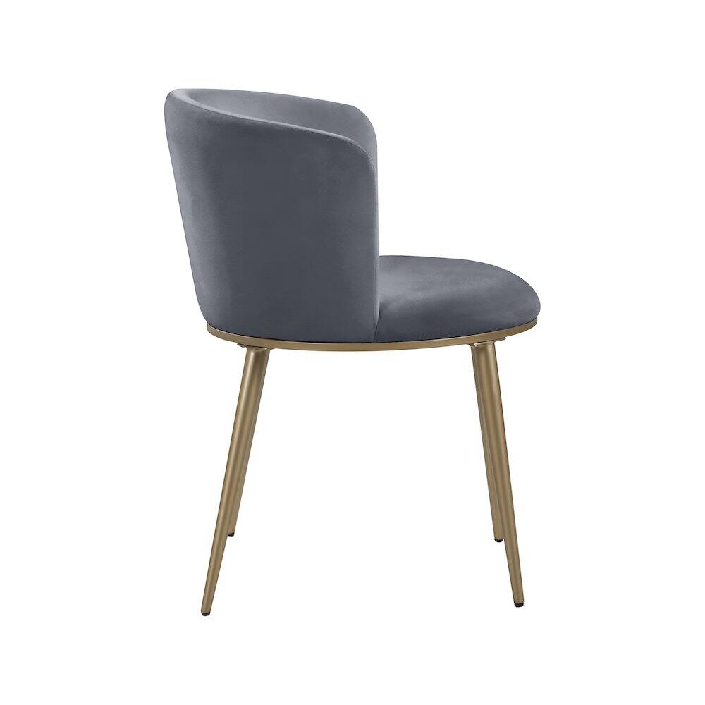 Alt View 3. Meridian Furniture - Skylar Grey Velvet Dining Chair, Set of 2 - Grey.