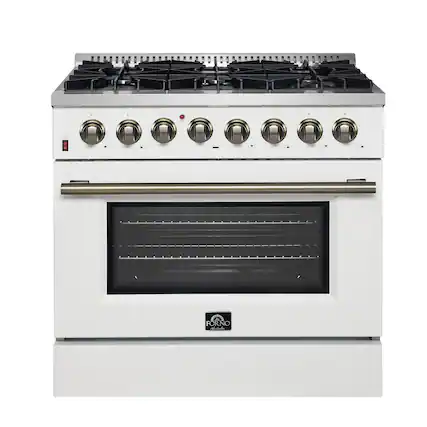 Front. Forno Appliances - Galiano 5.36 Cu. Ft. Freestanding Dual Fuel Electric Range with Convection Oven - White Door.