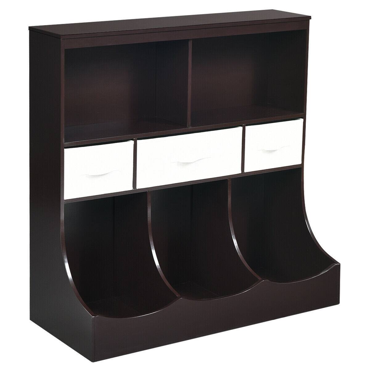 Front. SlickBlue - Combo Storage Organizer with Cubby Bins and Baskets for Entryway or Bedroom - Brown.