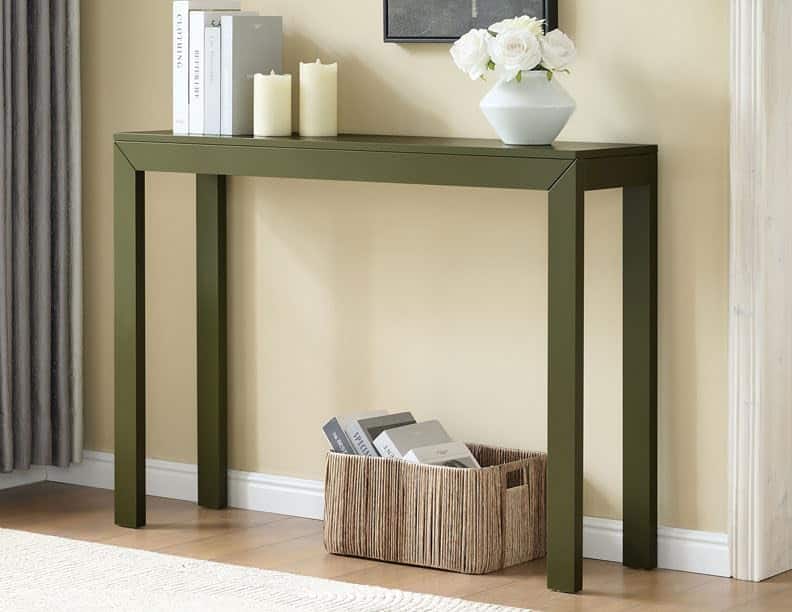 Kings Brand Furniture - Russel Long Console Table - Minimalist and Slim Entryway Table for Decorative Displays, Sofa Table - Avocado
