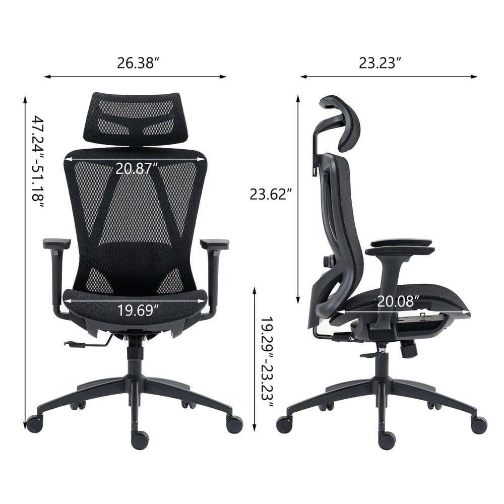 Sure, here is the corrected and grouped text from the image:

- **Width:** 26.38"
- **Height:** 47.24" - 51.18"
- **Depth:** 20.87"
- **Seat Height:** 19.69"
- **Armrest Height:** 23.62"
- **Back Height:** 23.23"
- **Seat Depth:** 19.29" - 23.23"
- **Armrest Width:** 20.08"