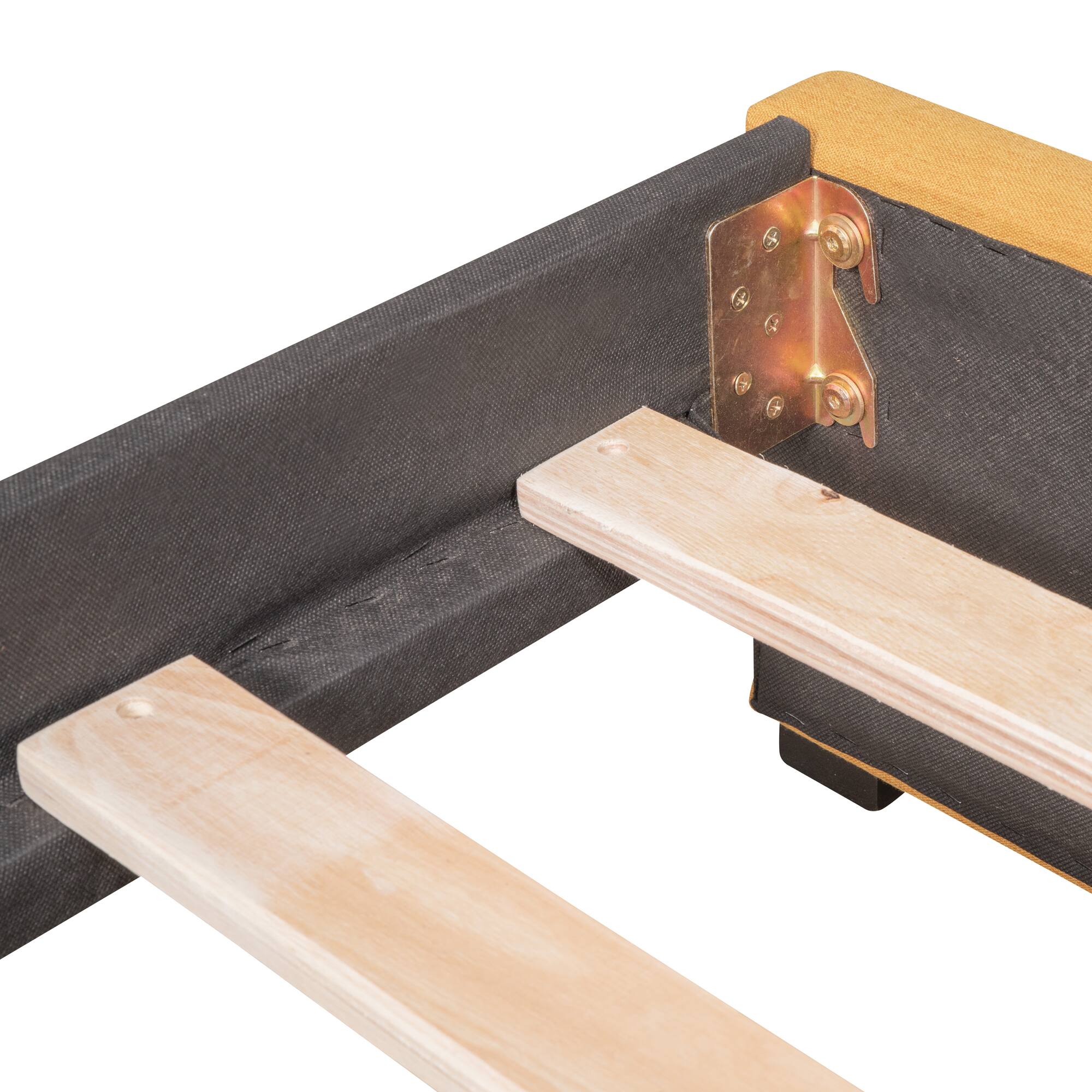 Alt View 4. Tiramisubest - Upholstered Daybed with 2 Storage Drawers Twin Size Sofa Bed Frame No Box Spring Needed, Linen Fabric (Yellow) - Yellow.