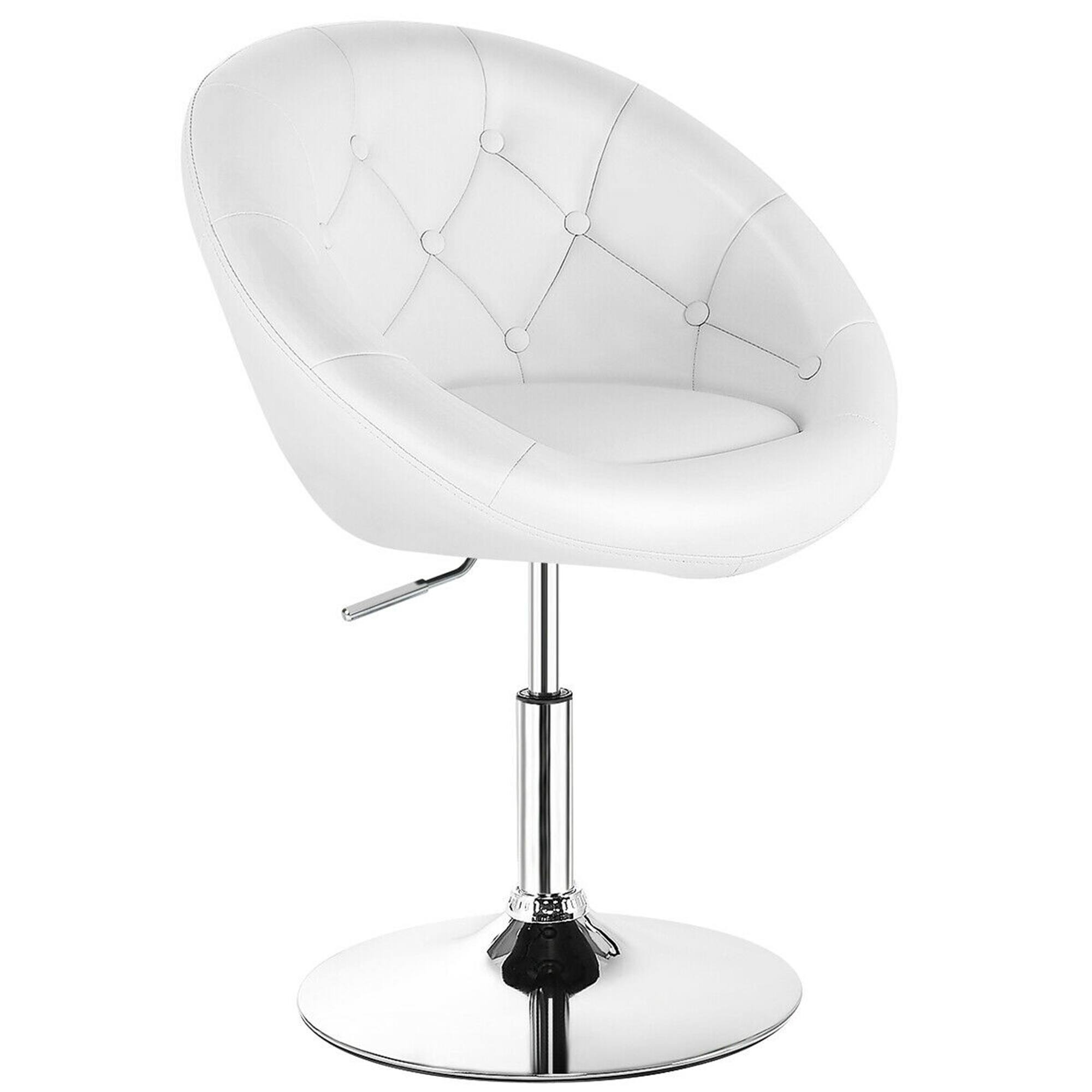 Alt View 5. Gymax - Gymax 1PC Adjustable Modern Swivel Round Tufted Back Accent Chair PU Leather White New - White.